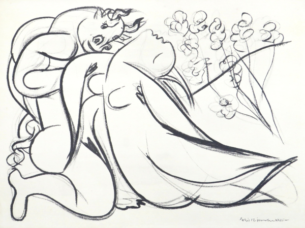 La flute double - minotaure et nue - Pablo Picasso
